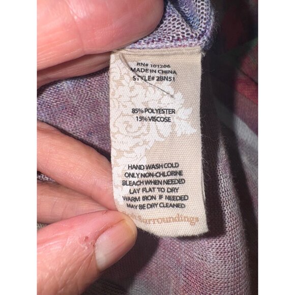 Soft Surroundings Multicolor Abstract Print V-Neck Tunic Sweater Artsy Top M - Picture 8 of 9